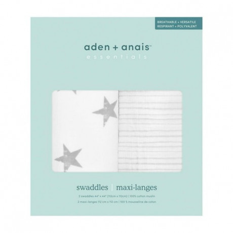 Aden + Anais - Couvertures d'emmaillotage classiques en mousseline (paquet de 2)