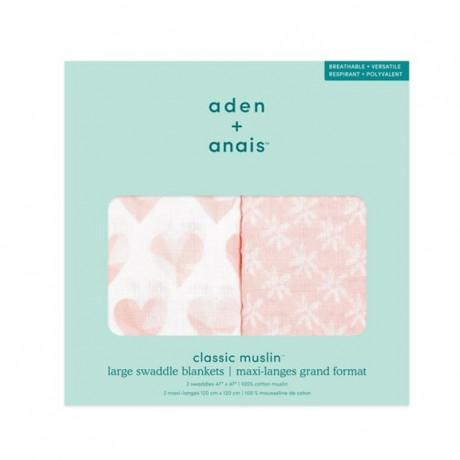 Aden + Anais - Couvertures d'emmaillotage classiques en mousseline (paquet de 2)