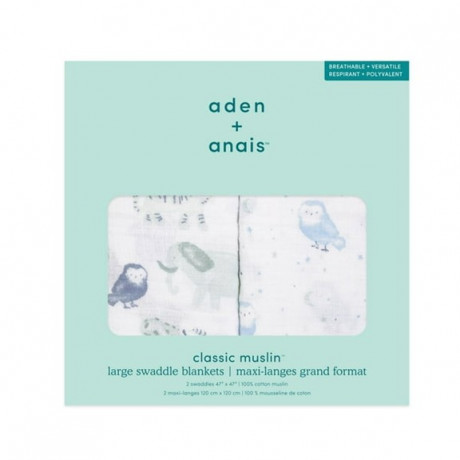 Aden + Anais - Couvertures d'emmaillotage classiques en mousseline (paquet de 2)