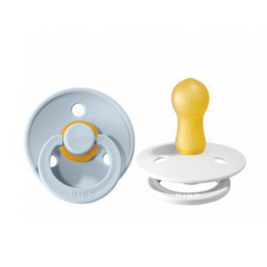 BIBS - Color Pacifier 0-6M (2pk) Baby Blue/White