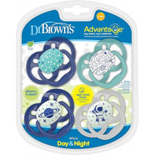 Dr. Brown's - Advantage sucettes stage 2 (brillantes dans le noir) - Bleu