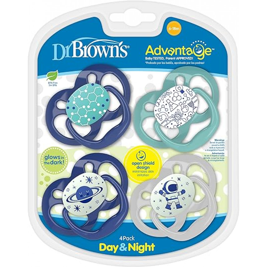 Dr. Brown's - Advantage sucettes stage 2 (brillantes dans le noir) - Bleu