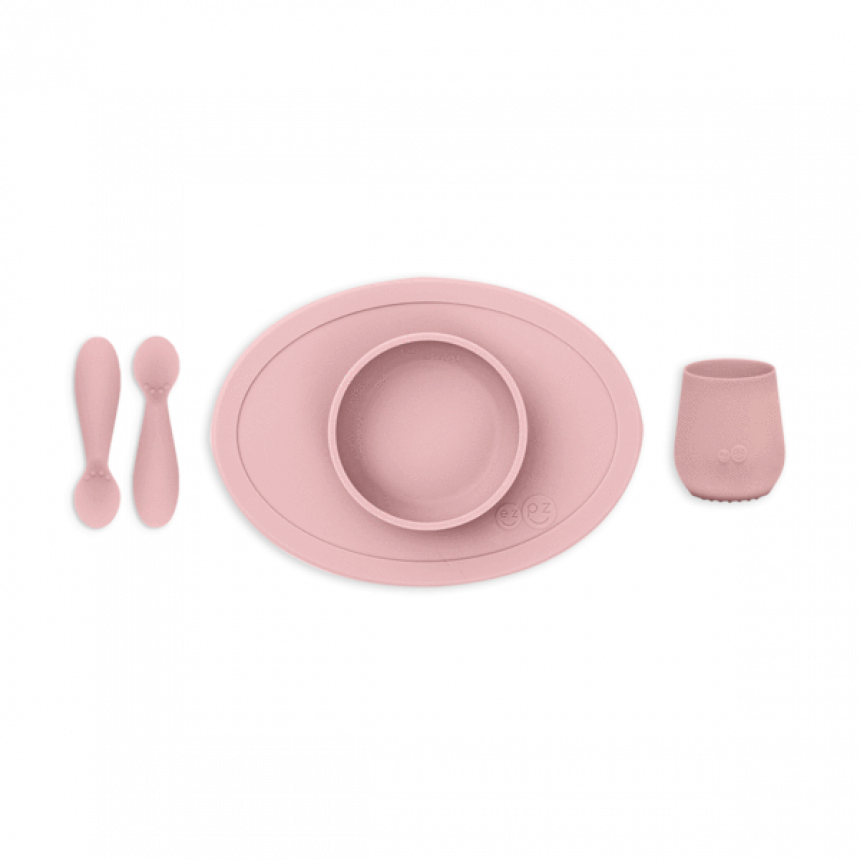 EzPz - Premier ensemble repas silicone - Rose