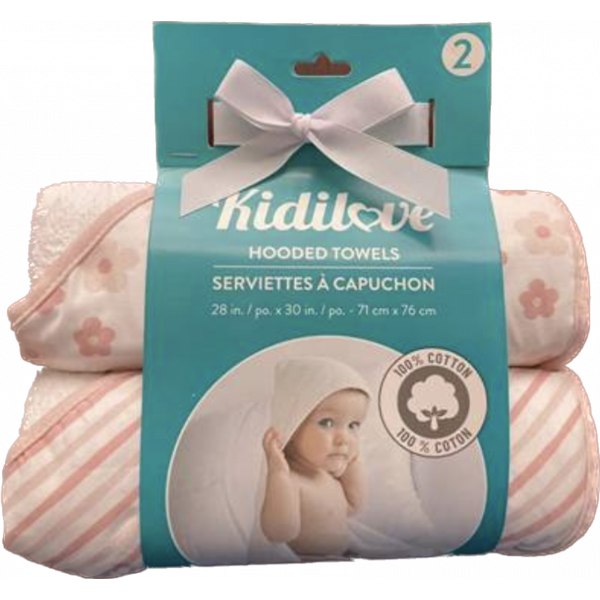 Kidi Love - Hooded Towel (2pk) - Pink