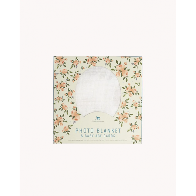 Little Unicorn - Photo Blanket & Baby Age Cards - Watercolor Roses