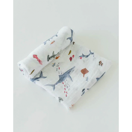 Little Unicorn - Couverture en mousseline de coton - Requins