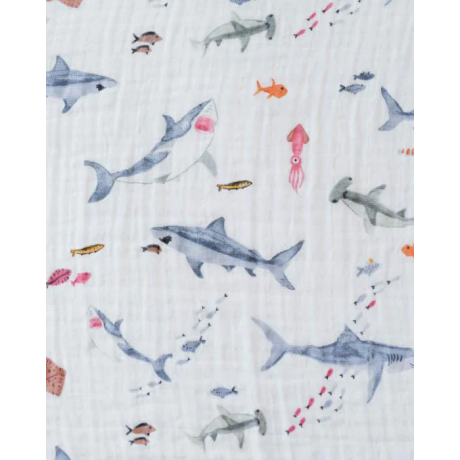 Little Unicorn - Couverture en mousseline de coton - Requins