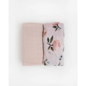 Little Unicorn - Cotton Muslin Swaddle Set - Watercolor Floret