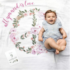Lulujo - Baby's First Year Blanket & Card Set - All you need is love