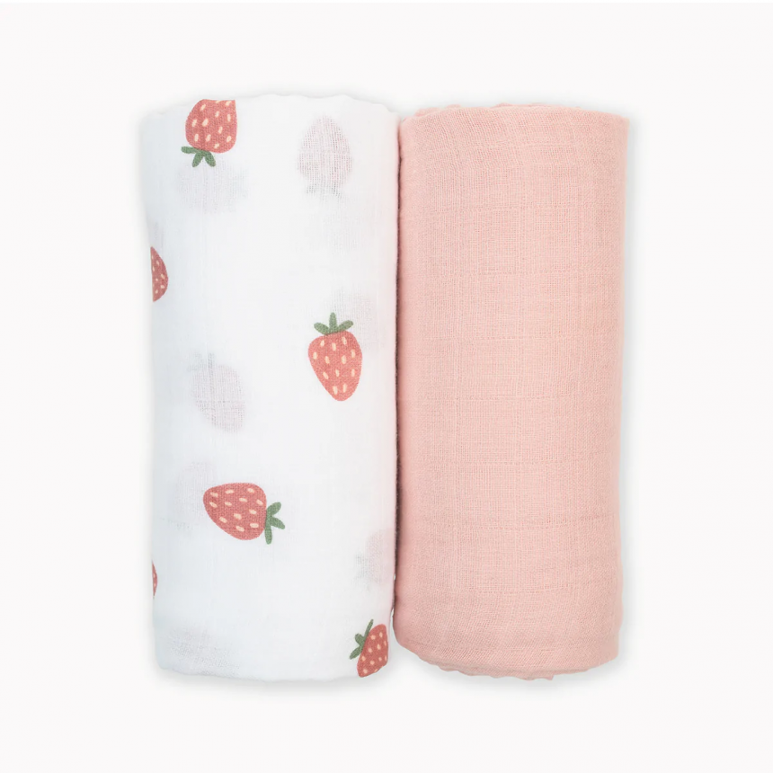 Lulujo - Couverture de Mousseline coton - Fraises/Chausson de danse