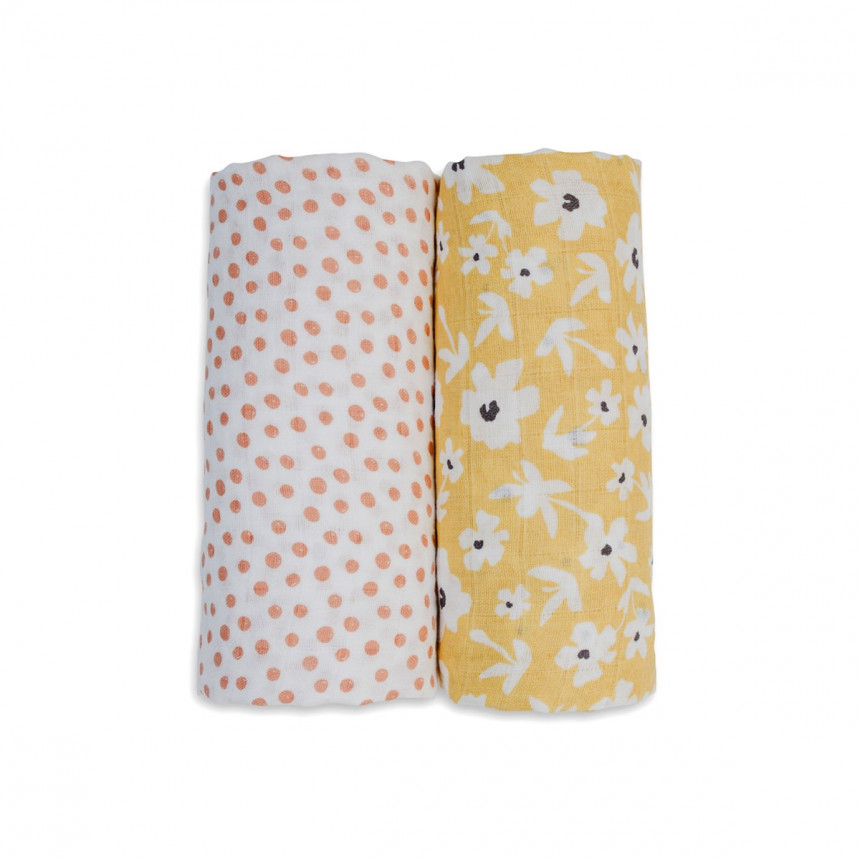 Lulujo - Couverture de Mousseline coton - (2 pack - Wild flowers & dots