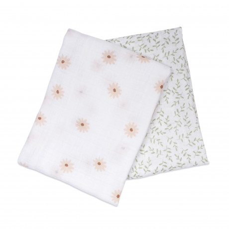 Lulujo - Couverture de Mousseline coton - Daisies/Greenery