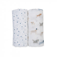 Lulujo - Couverture de Mousseline coton - Puppy Dog/Stars