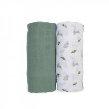 Lulujo - Couverture de Mousseline coton - Bunnies/Fern