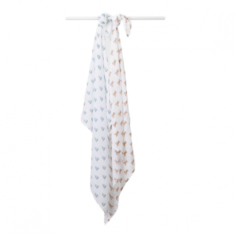 Lulujo - Couverture en mousseline de coton - Vintage Bears/Sailboat