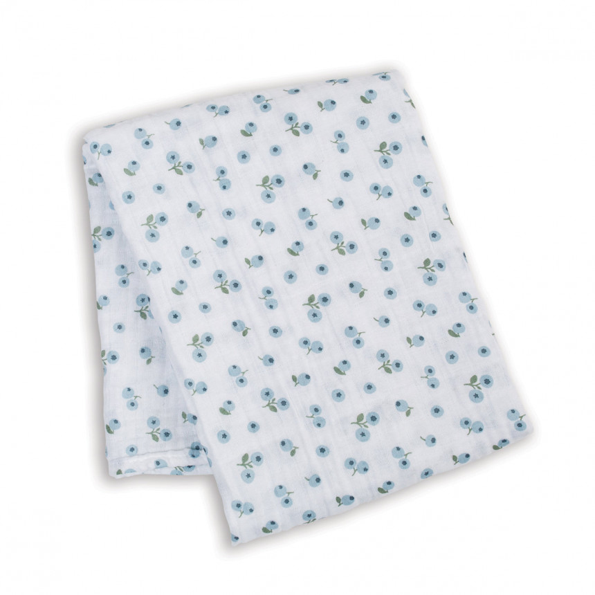 Lulujo - Couverture en mousseline de coton - Bleuets