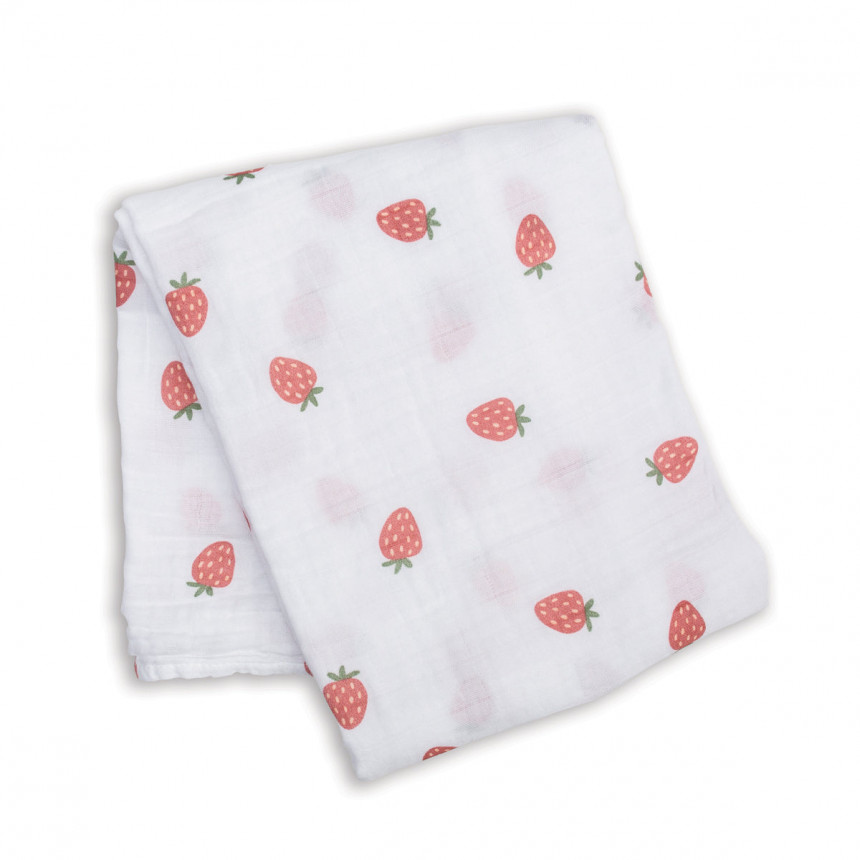 Lulujo - Couverture en mousseline de coton - Fraises