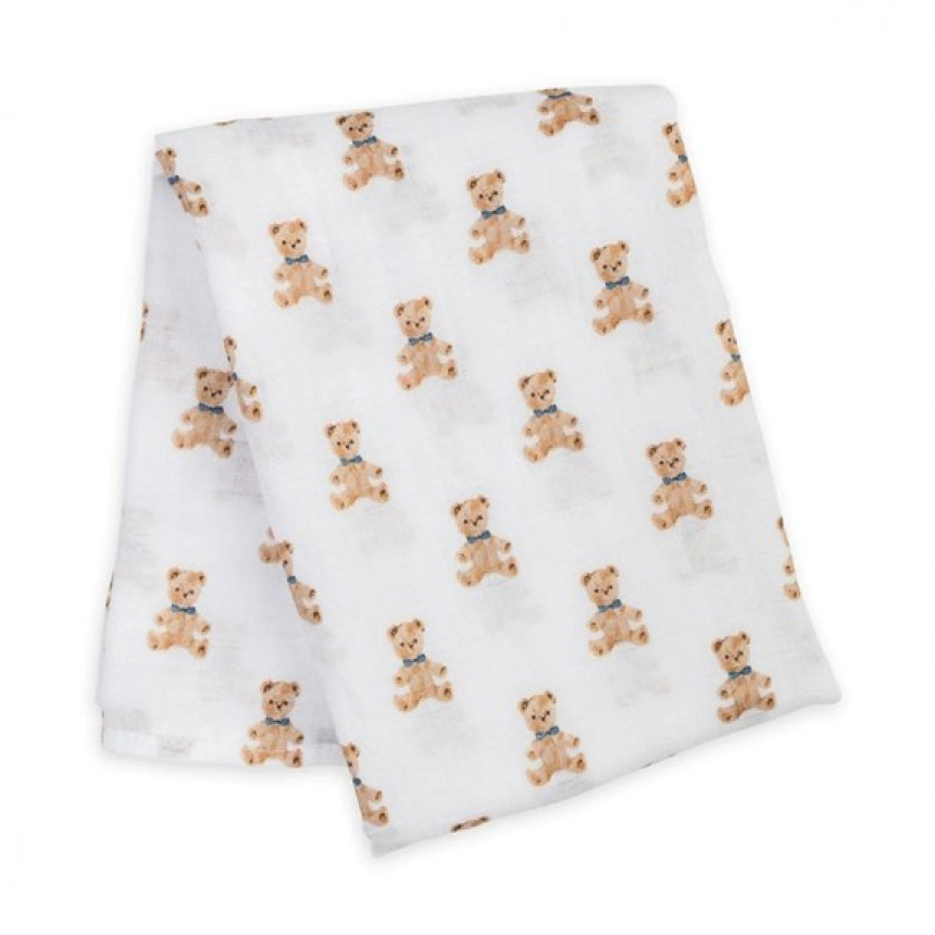 Lulujo - Couverture en mousseline de coton - Ours vintage