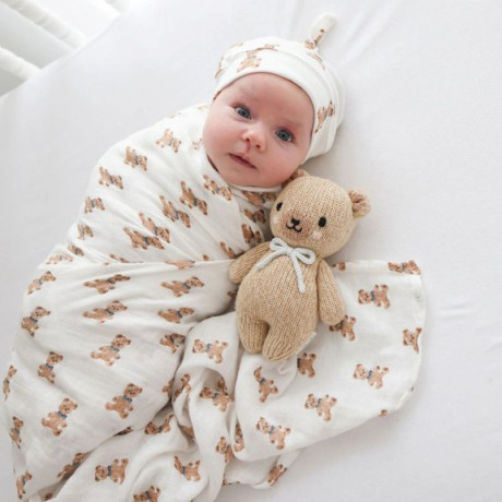 Lulujo - Couverture en mousseline de coton - Ours vintage Lulujo - Couverture en mousseline de coton - Ours vintage