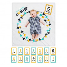 Lulujo - Baby's First Year Blanket & Card Set - Mon Petit Coeur
