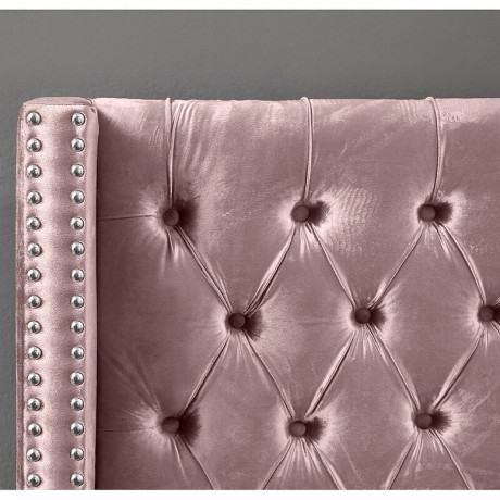 International Furniture - Velvet Upholstered Bed - Dusty Pink