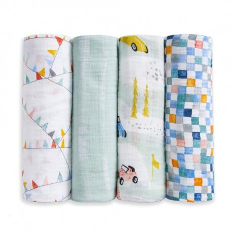 Aden + Anais - Couvertures d'emmaillotage classiques en mousseline (paquet de 4)