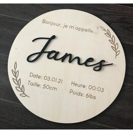 Plaque de naissance personnalisable