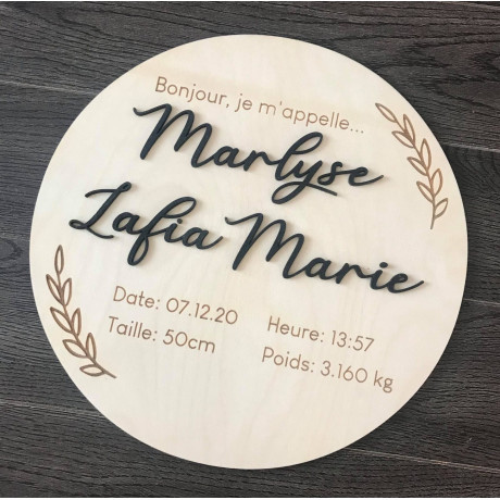 Plaque de naissance personnalisable