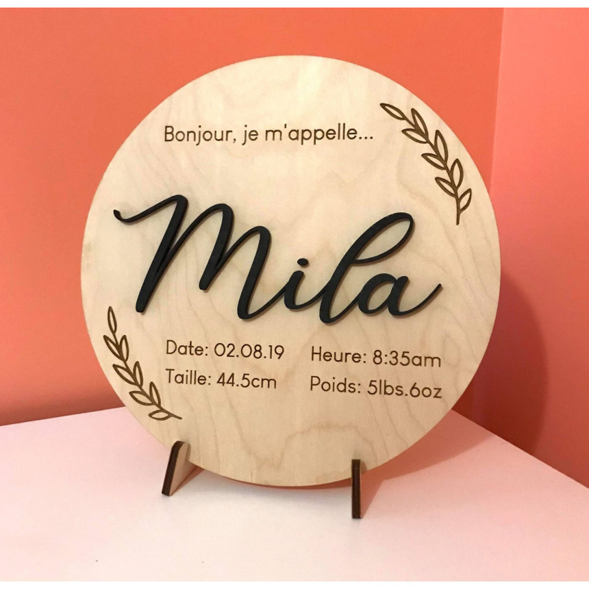 Plaque de naissance personnalisable