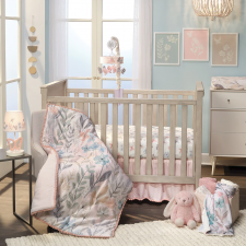 Lambs & Ivy - 3 Piece Crib Set - Pink Floral/Butterfly