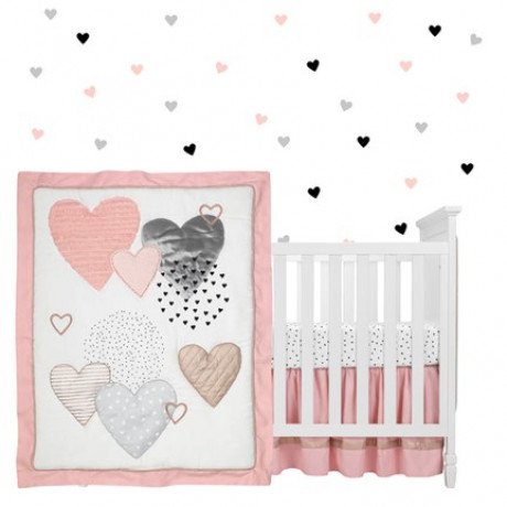Lambs & Ivy - Heart To Heart 4 pieces Baby Crib Set