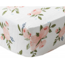 Little Unicorn - Cotton Muslin Crib Sheet - Watercolor Roses