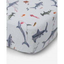 Little Unicorn - Cotton Muslin Crib Sheet - Shark