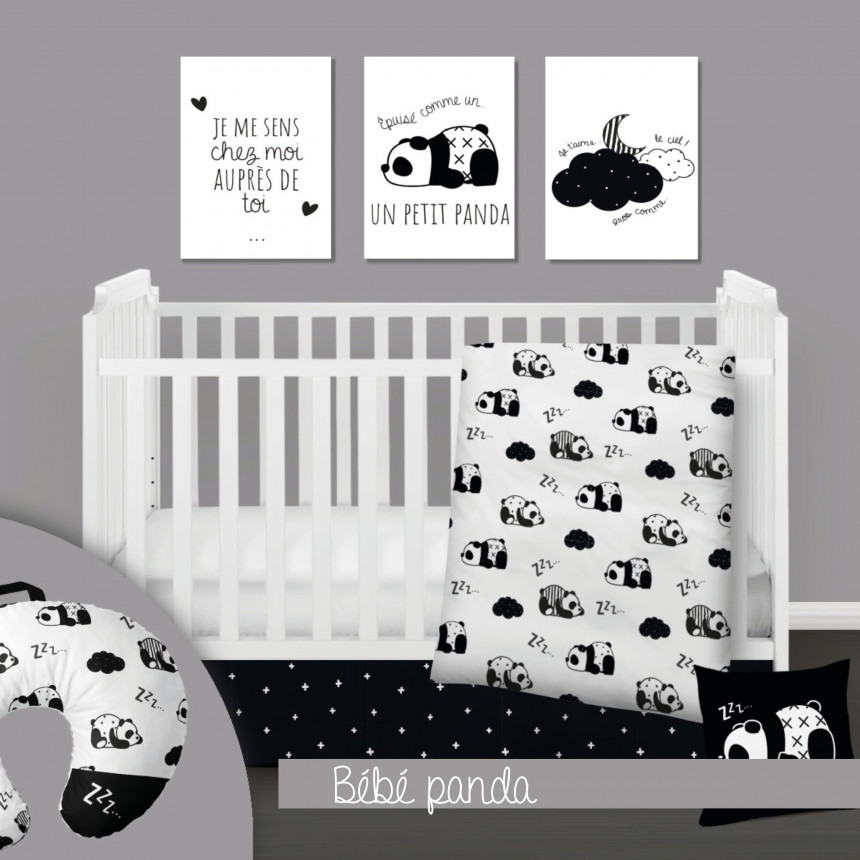 Patlin - Ensemble de literie 3 morceaux - Bébé panda