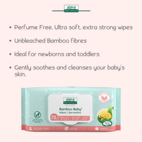 Aleva Naturals - Lingettes en bambou pour peaux sensibles 72pk 