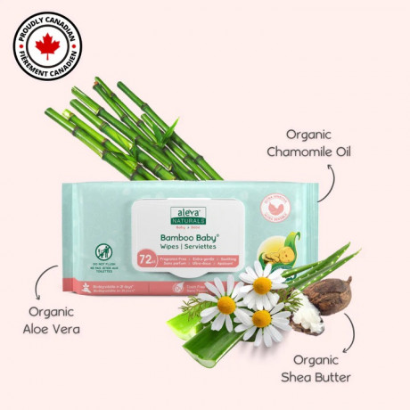 Aleva Naturals - Lingettes en bambou pour peaux sensibles 72pk 