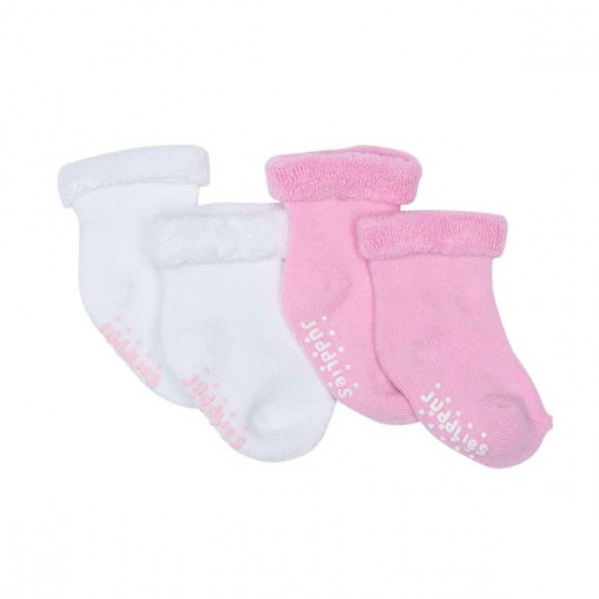 Juddlies  - Paquet de 2 pairs de chaussettes pour bébés - Rose/blanc