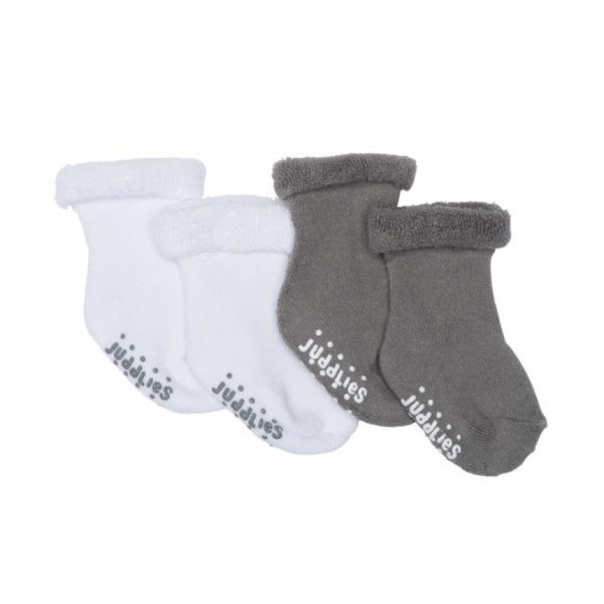 Juddlies  - Paquet de 2 pairs de chaussettes pour bébés - Blanc/gris