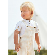 Mayoral - Linen Dungarees with Long Sleeves Jute