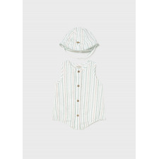Mayoral - Cotton Romper with Hat - Aqua