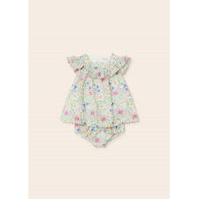 Mayoral - Print Dress with Nappy Cover - Aqua