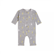 Miles the Label - Lightning Bolts Heather Grey Baby Playsuit