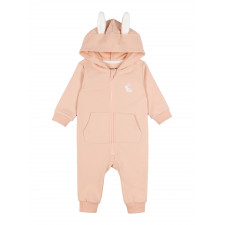 Petit Lem - Baby Bunny Hooded Playsuit - Light Pink