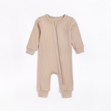 Petit Lem - Organic Cotton Rib Sleeper - Light Taupe