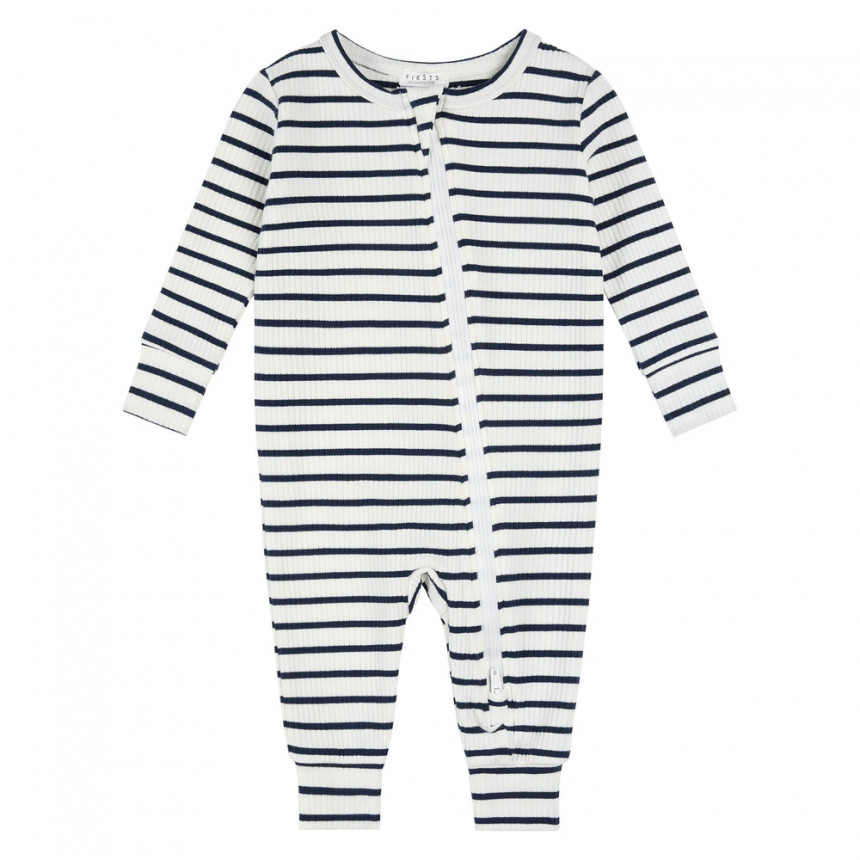 Petit Lem - Combinaison en Coton Biologique - Marine rayée