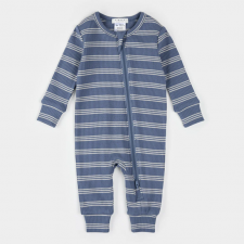 Petit Lem - Combinaison en Coton Biologique - Bleu denim rayée