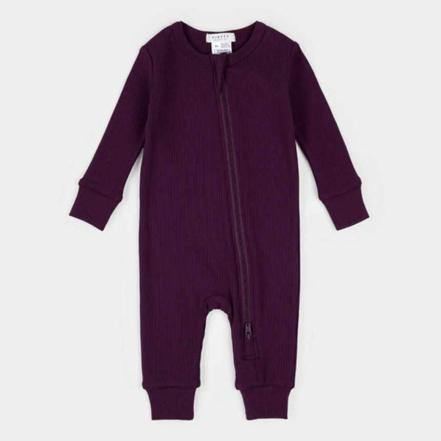 Petit Lem - Combinaison en Coton Biologique Côtelé - Prune