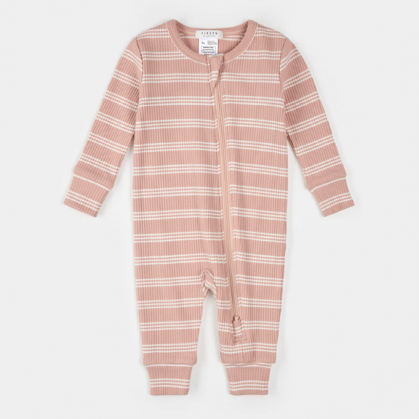 Petit Lem - Combinaison en Coton Biologique - Rose rayée
