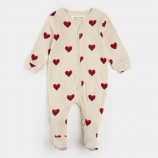 Petit Lem - Organic Cotton Rib Sleeper - Heart