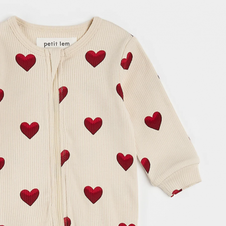 Petit Lem - Organic Cotton Rib Sleeper - Heart